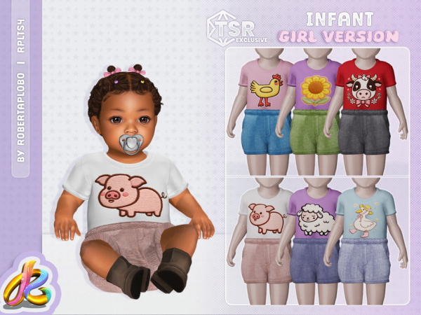 Alpha Infant Girls Farm Life Outfit by RobertaPLobo - The Sims 4 Custom Content