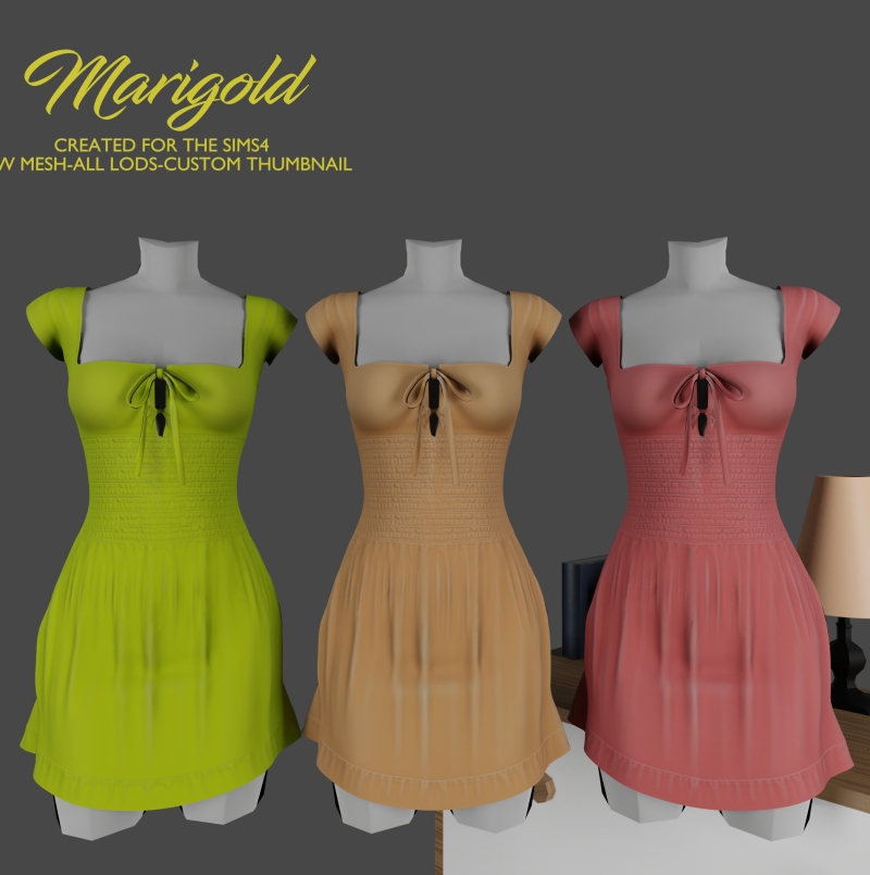 Alpha MARIGOLD TS4_ALANA DRESS by marigoldsims - The Sims 4 Custom Content