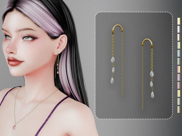 Alpha Raindrop earrings - The Sims 4 Custom Content