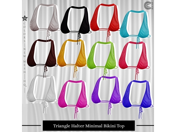 Mix Triangle Halter Minimal Bikini Top - The Sims 4 Custom Content