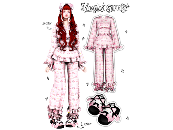 Mix [LVAN]Cute pajamas A35 A36 A37 - The Sims 4 Custom Content