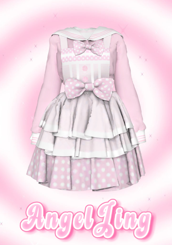 Mix AngelJing Sailor Neck Bow Polka Dot Dress by simsfinds - The Sims 4 Custom Content