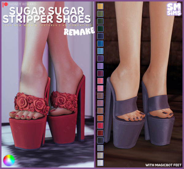 Alpha HONEY Sugar Sugar Stripper Shoes REMAKE by simsfinds - The Sims 4 Custom Content