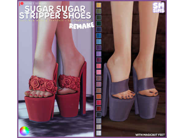 Alpha HONEY Sugar Sugar Stripper Shoes REMAKE by SMSims - The Sims 4 Custom Content
