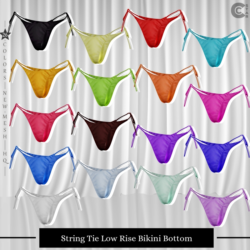 Mix String Tie Low Rise Bikini Bottom by cool_content_star - The Sims 4 Custom Content