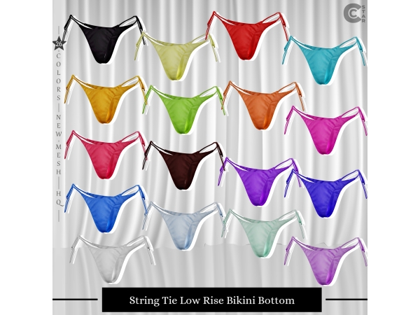 Mix String Tie Low Rise Bikini Bottom - The Sims 4 Custom Content