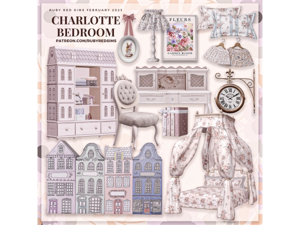 Alpha Charlotte Bedroom by RubyRed1023 - The Sims 4 Custom Content