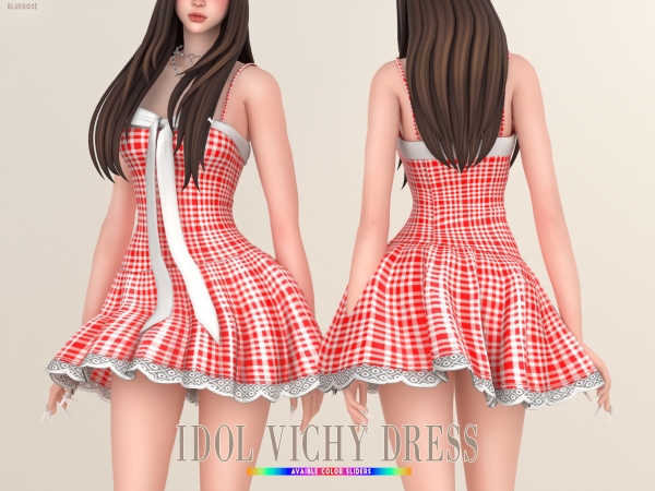 Mix Idol Vichy Dress Bluerose x EnriqueS4 - The Sims 4 Custom Content