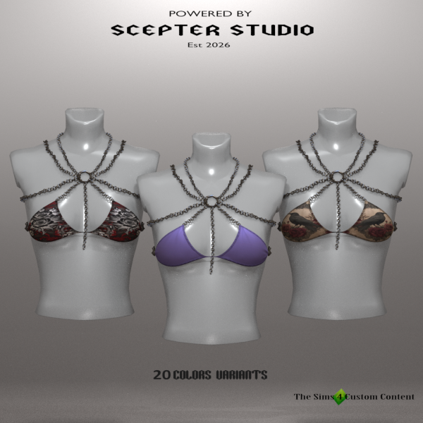 Alpha Bra Chain by scepterstudio - The Sims 4 Custom Content