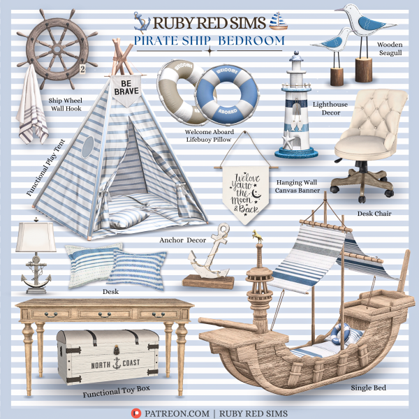 Alpha Pirate Ship Bedroom by simsfinds - The Sims 4 Custom Content