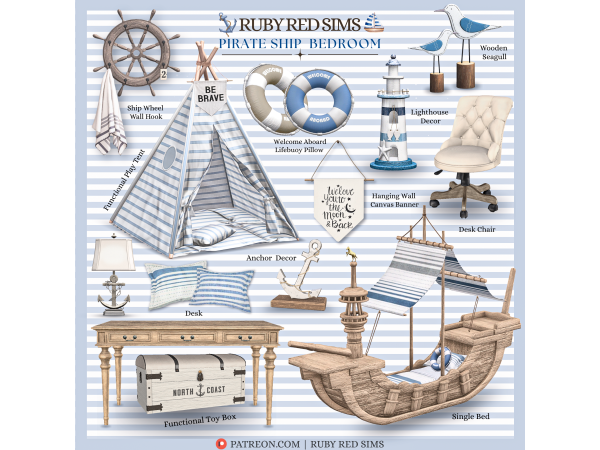 Alpha Pirate Ship Bedroom by RubyRed1023 - The Sims 4 Custom Content