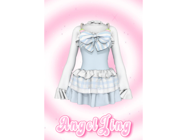 Mix AngelJing Long Sleeve Bow Patchwork Suit - The Sims 4 Custom Content