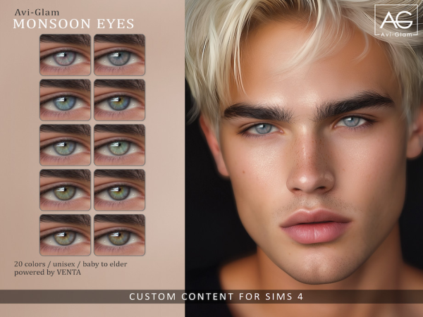 Alpha Avi Glam Monsoon Eyes by VentaStudio - The Sims 4 Custom Content