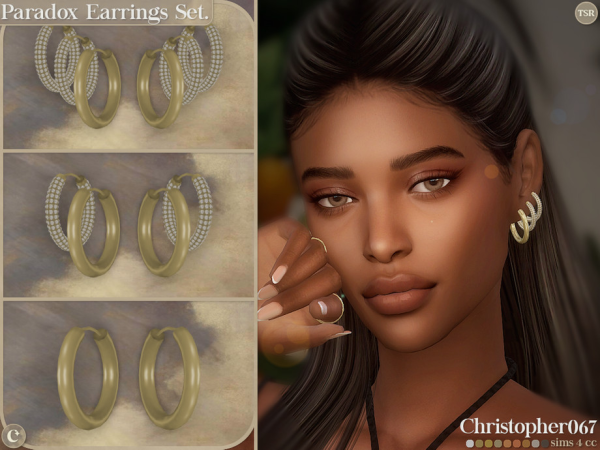 Alpha Paradox Earrings Set Triple Stacked Hoop Earrings Christopher067 - The Sims 4 Custom Content