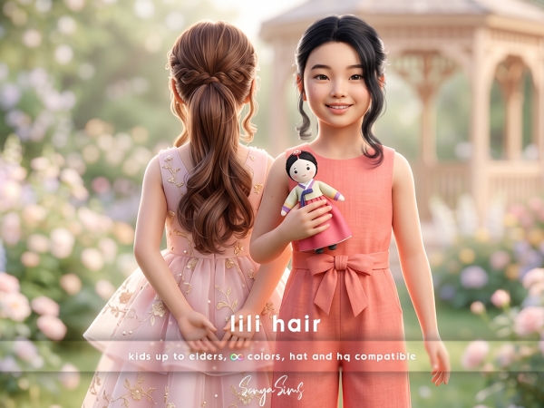 Alpha Lili Hairstyle Long KIDS - The Sims 4 Custom Content