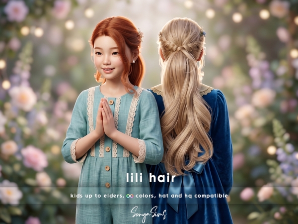 Alpha Lili Hairstyle Super Long KIDS - The Sims 4 Custom Content
