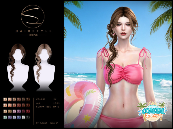 Alpha S CLUB WET HAIRSTYLE Coastal Escape Club by S - The Sims 4 Custom Content
