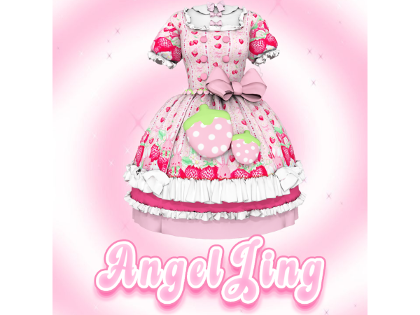 Mix AngelJing Strawberry Bubble Sleeve Lolita - The Sims 4 Custom Content