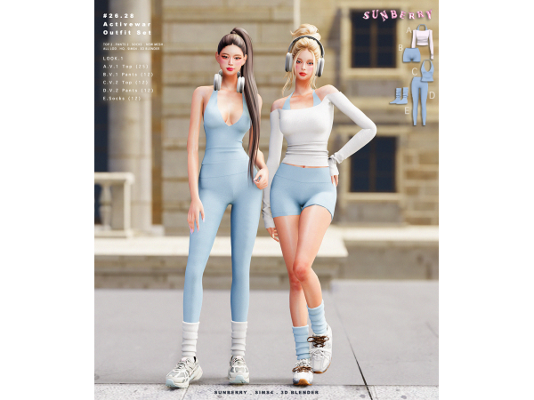 Alpha [SUNBERRY]2628_Activewar Outfit Set - The Sims 4 Custom Content