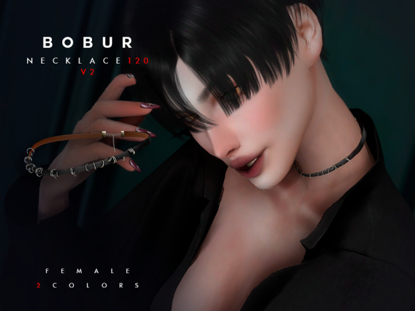 Alpha Leather Choker V2 - The Sims 4 Custom Content