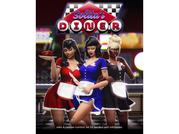 Maxis Match SOLITA'S DINER A HAIR COLLECTION by imvikai - The Sims 4 Custom Content