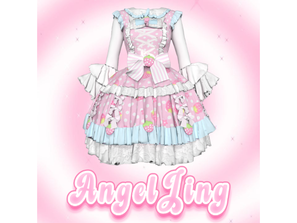 Mix AngelJing Strawberry Ruffle Sleeve Lolita - The Sims 4 Custom Content