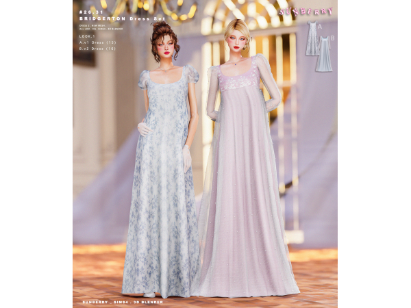 Alpha [SUNBERRY]2631_ BRIDGERTON Dress Set - The Sims 4 Custom Content