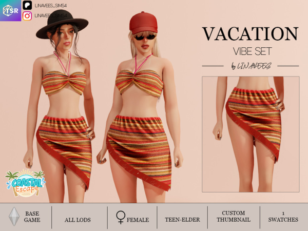 Alpha VACATION VIBE SKIRT by linavees - The Sims 4 Custom Content