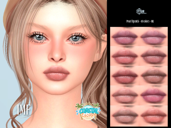 Alpha IMF Pearl Lipstick Coastal Escape by IzzieMcFire - The Sims 4 Custom Content