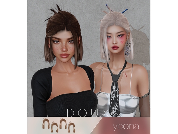 Alpha DOUX Yoona Hairstyle - The Sims 4 Custom Content