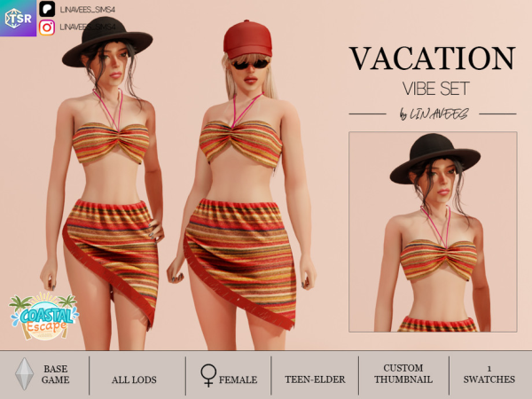 Alpha VACATION VIBE TOP by thesimsresource - The Sims 4 Custom Content