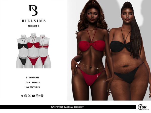 Alpha Twist Strap Bandeau Bikini Set by Bill_Sims - The Sims 4 Custom Content