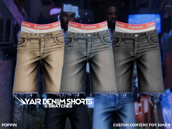 Alpha POPPIN Yair Denim Shorts (Standard Version) by decayed - The Sims 4 Custom Content
