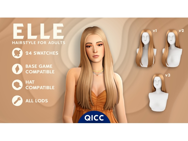 Maxis Match Elle Hair by qicc - The Sims 4 Custom Content