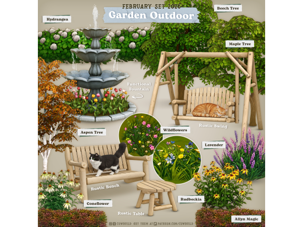 Mix February 2026 Set Garden Outdoor - The Sims 4 Custom Content