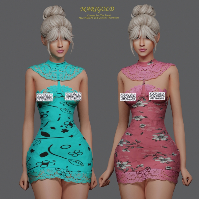 Alpha MARIGOLD TS4_VIORI DRESS by marigoldsims - The Sims 4 Custom Content