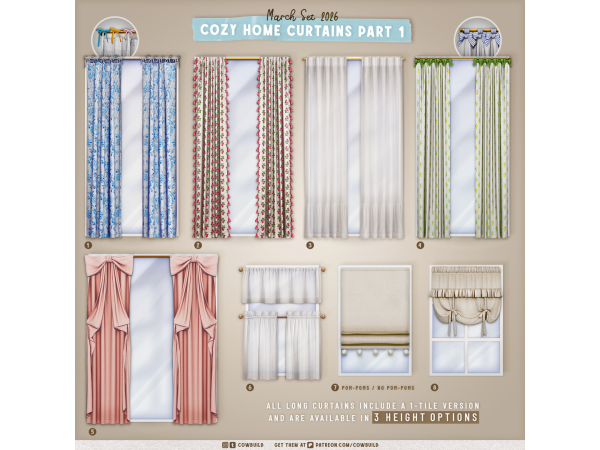 Mix March 2026 Set Cozy Home Curtains Part 1 - The Sims 4 Custom Content