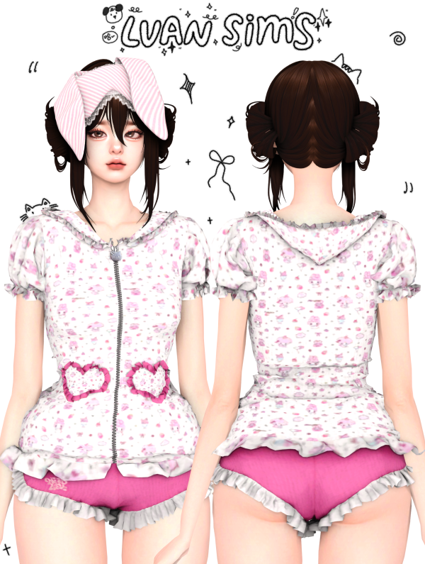 Mix [LVAN]Y2K retro outfit A11 by simsfinds - The Sims 4 Custom Content