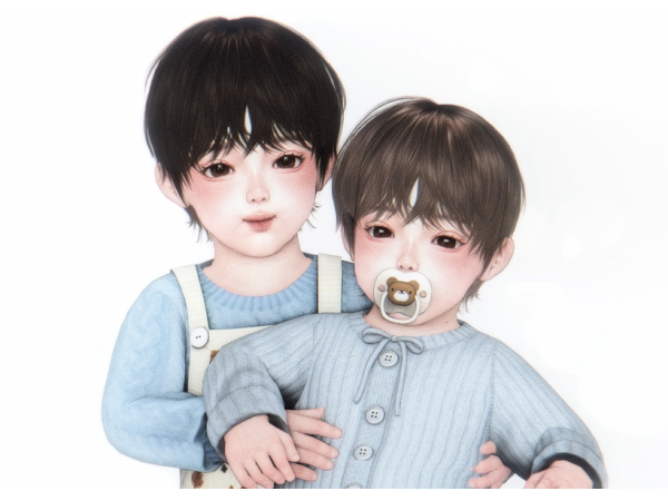Alpha MOOOD hair Conversion toddler and infant by HOOHING - The Sims 4 Custom Content