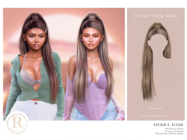 Alpha RAMA Sierra Hair by VentaStudio - The Sims 4 Custom Content