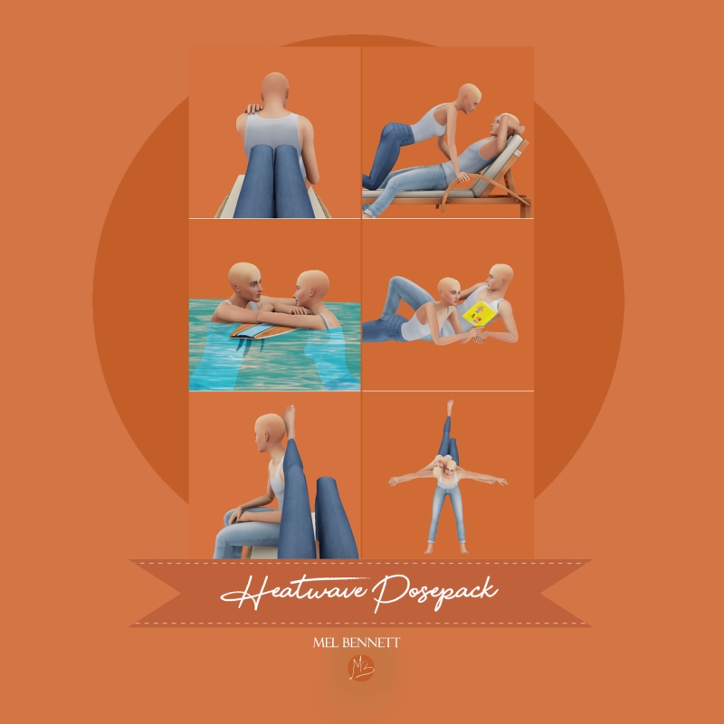 Mix Heatwave Posepack by melbennett - The Sims 4 Custom Content