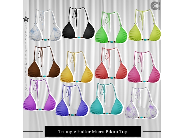 Mix Triangle Halter Micro Bikini Top cool_content_star - The Sims 4 Custom Content