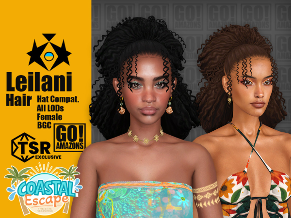 Maxis Match Leilani Hair by GoAmazons - The Sims 4 Custom Content