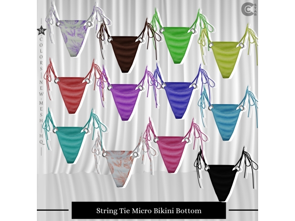 Mix String Tie Micro Bikini Bottom cool_content_star - The Sims 4 Custom Content