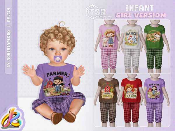 Alpha Infant Girl SET Little Rancher by RobertaPLobo - The Sims 4 Custom Content