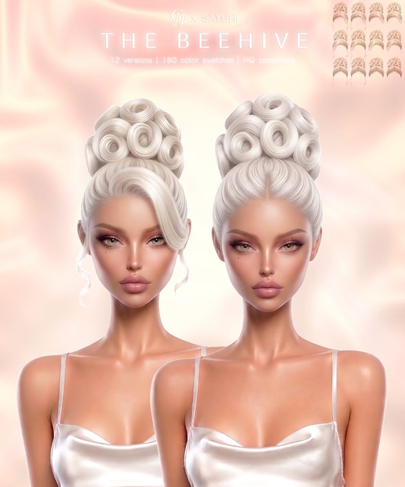 Alpha The Beehive Hairstyle by greenteahoney - The Sims 4 Custom Content