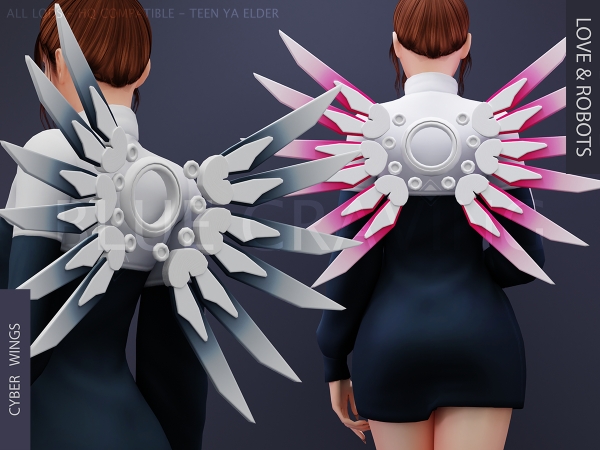 Maxis Match Blue Craving Cyber Wings - The Sims 4 Custom Content