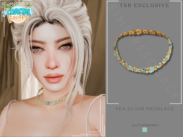 Alpha Coastal Escape Sea Glass Necklace by thesimsresource - The Sims 4 Custom Content