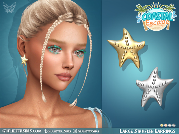 Alpha Coastal Escape Large Starfish Earrings For Kids and Adults by feyona - The Sims 4 Custom Content