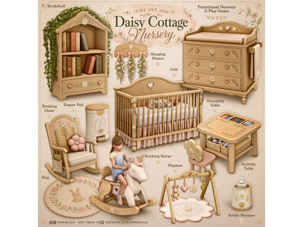 Alpha June 2026 Set Daisy Cottage Nursery - The Sims 4 Custom Content